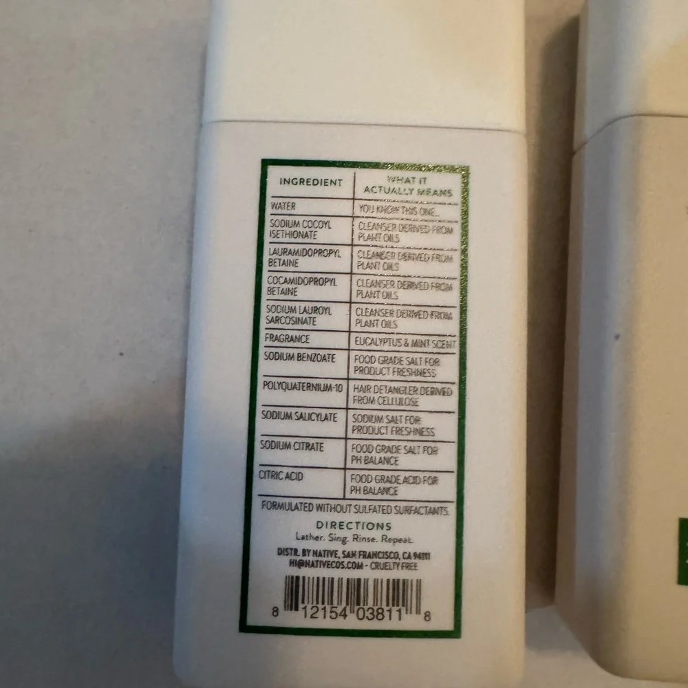 6 NATIVE Eucalyptus & Mint Mini 2N1 3 oz Scalp Refreshing Shampoo & Conditioner